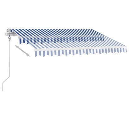 VIDAXL Auvent Automatique Capteur De Vent/led 300x250 Cm Bleu Et Blanc