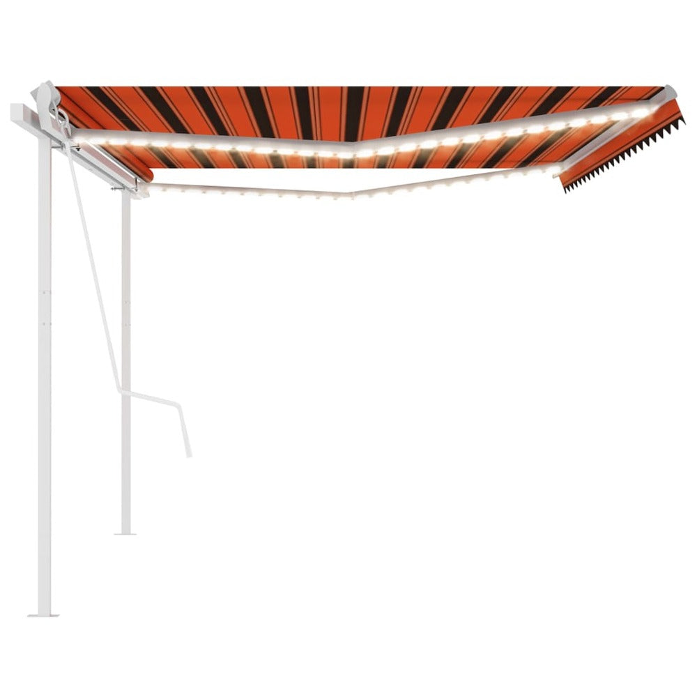 VIDAXL Auvent Automatique Capteur De Vent Et Led 5x3,5 M Orange Marron