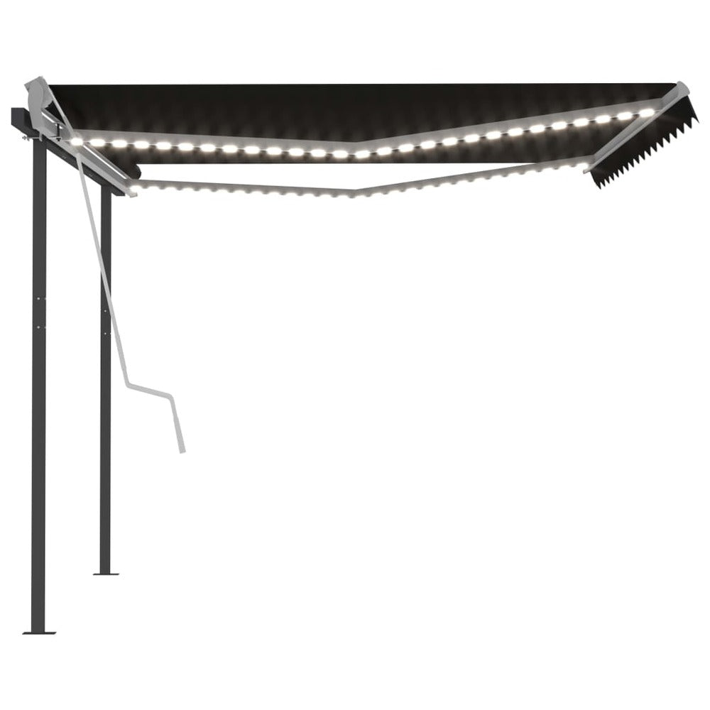 VIDAXL Auvent Automatique Et Capteur De Vent Led 4,5x3,5 M Anthracite