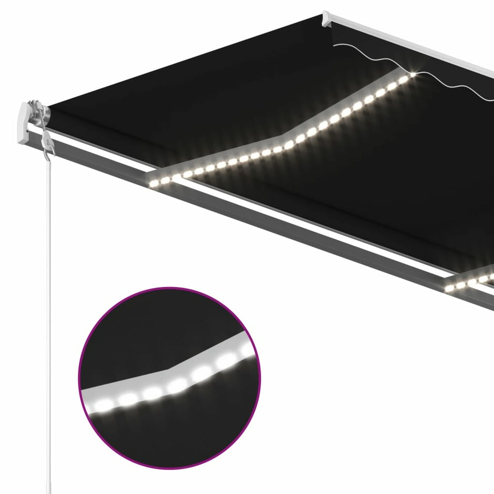 VIDAXL Auvent Automatique Et Capteur De Vent Led 4,5x3,5 M Anthracite
