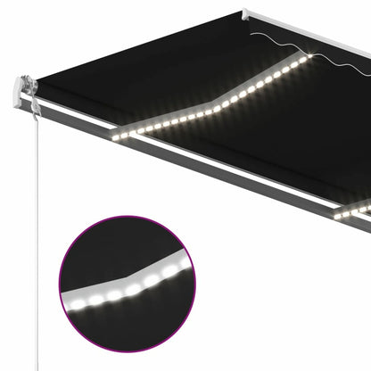 VIDAXL Auvent Automatique Et Capteur De Vent Led 4,5x3,5 M Anthracite