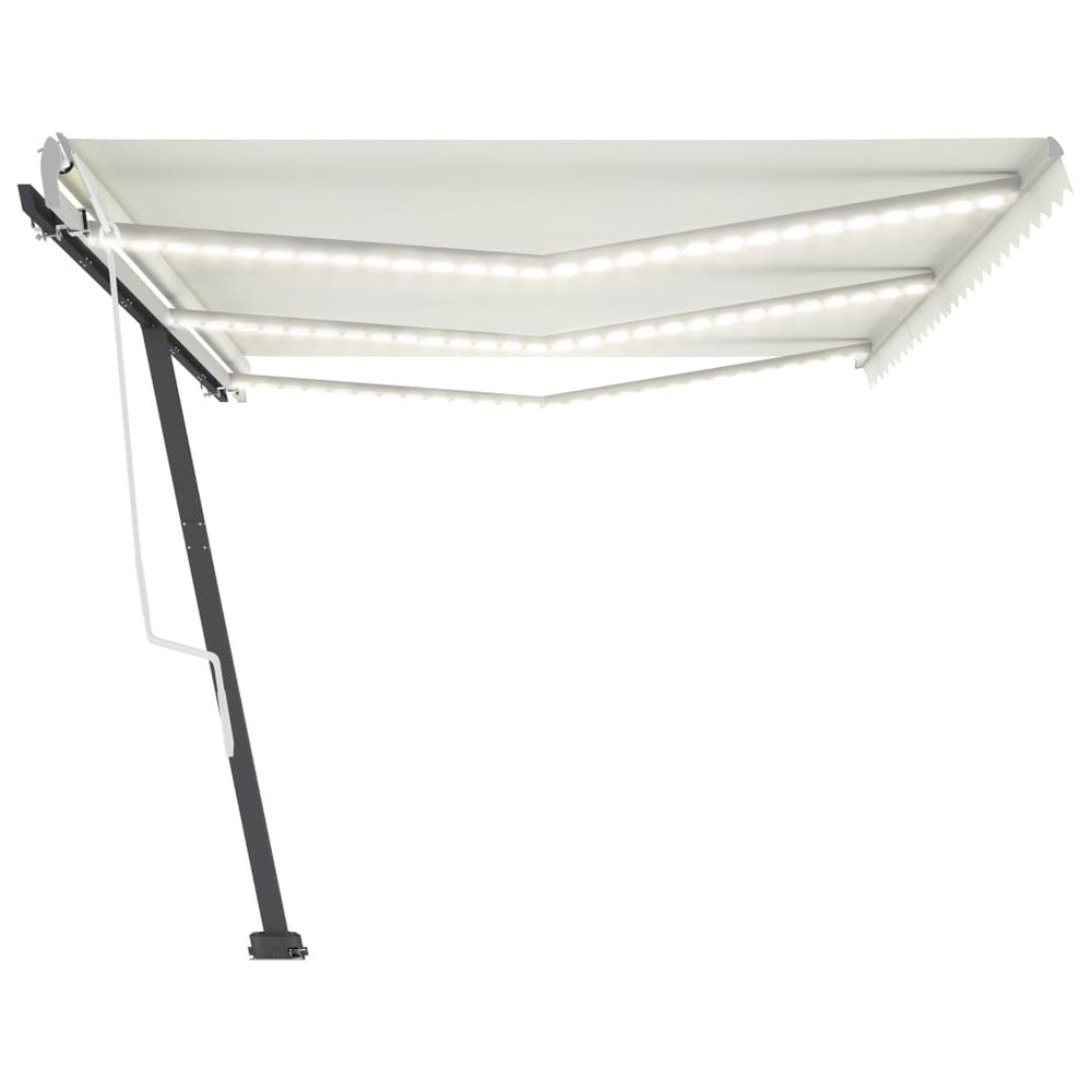 VIDAXL Auvent Manuel Rétractable Avec Led 600x350 Cm Crème