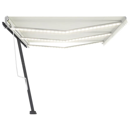 VIDAXL Auvent Manuel Rétractable Avec Led 600x350 Cm Crème