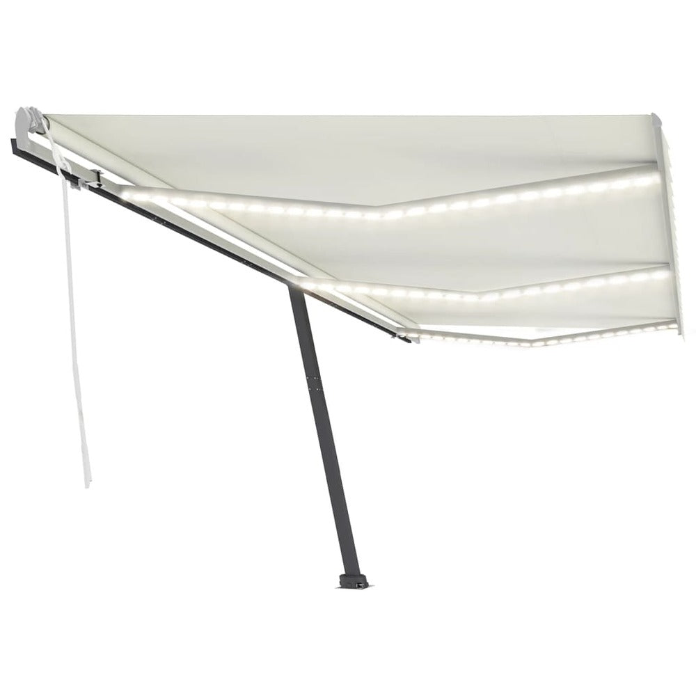 VIDAXL Auvent Manuel Rétractable Avec Led 600x350 Cm Crème