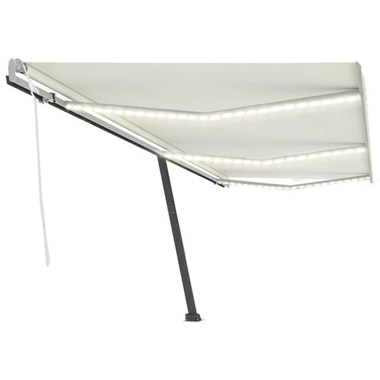 VIDAXL Auvent Manuel Rétractable Avec Led 600x350 Cm Crème