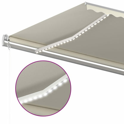 VIDAXL Auvent Manuel Rétractable Avec Led 600x350 Cm Crème