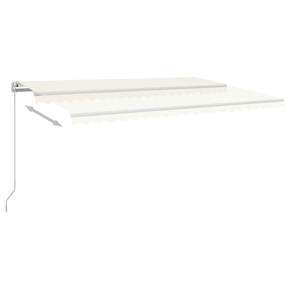 VIDAXL Auvent Automatique Capteur De Vent Et Led 5x3,5 M Crème