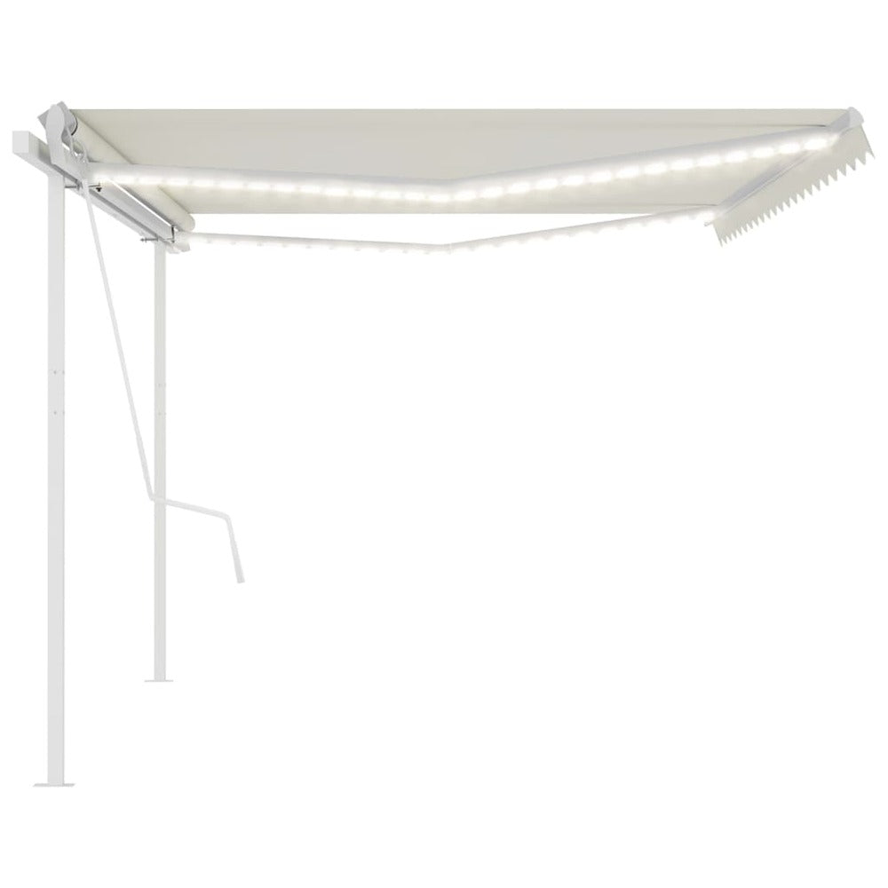 VIDAXL Auvent Automatique Capteur De Vent Et Led 5x3,5 M Crème