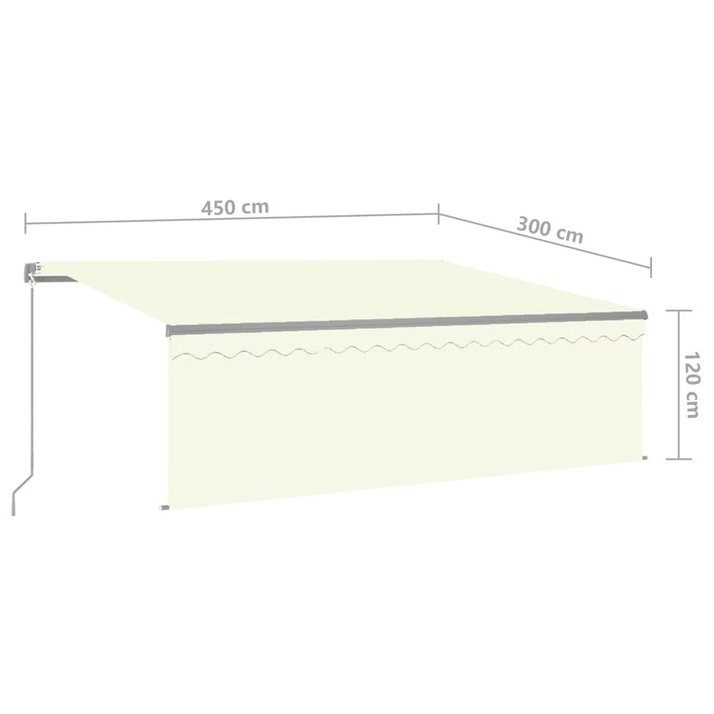 VIDAXL Auvent Manuel Rétractable Avec Store 4,5x3 M Crème