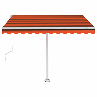 VIDAXL Auvent Automatique Capteur De Vent/led 300x250 Cm Orange/marron