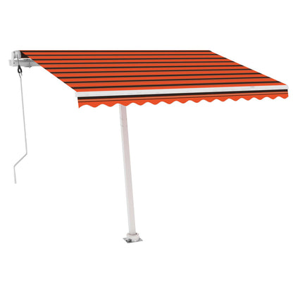 VIDAXL Auvent Automatique Capteur De Vent/led 300x250 Cm Orange/marron
