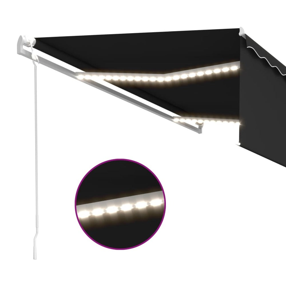VIDAXL Auvent Automatique Store Capteur De Vent Et Led 5x3m Anthracite