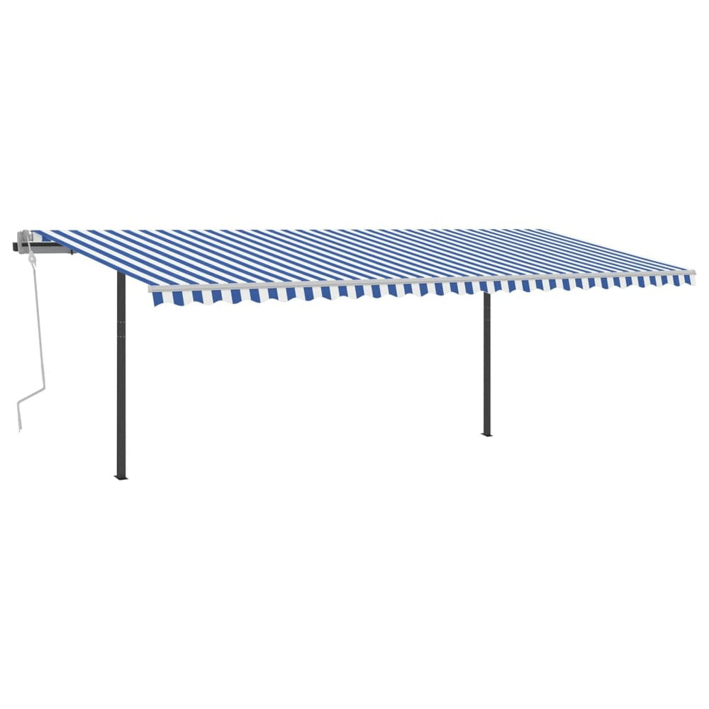 VIDAXL Auvent Automatique Capteur De Vent Et Led 6x3,5 M Bleu Et Blanc