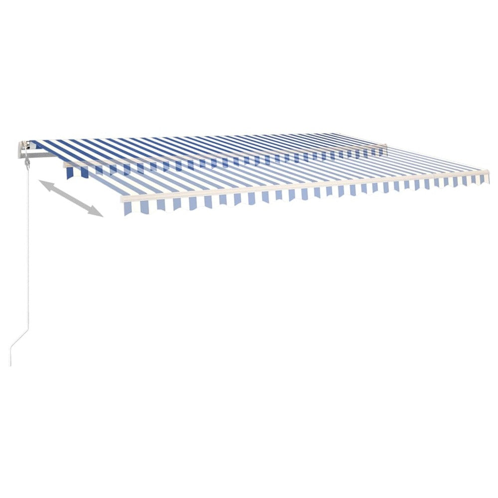 VIDAXL Auvent Automatique Capteur De Vent Et Led 6x3,5 M Bleu Et Blanc