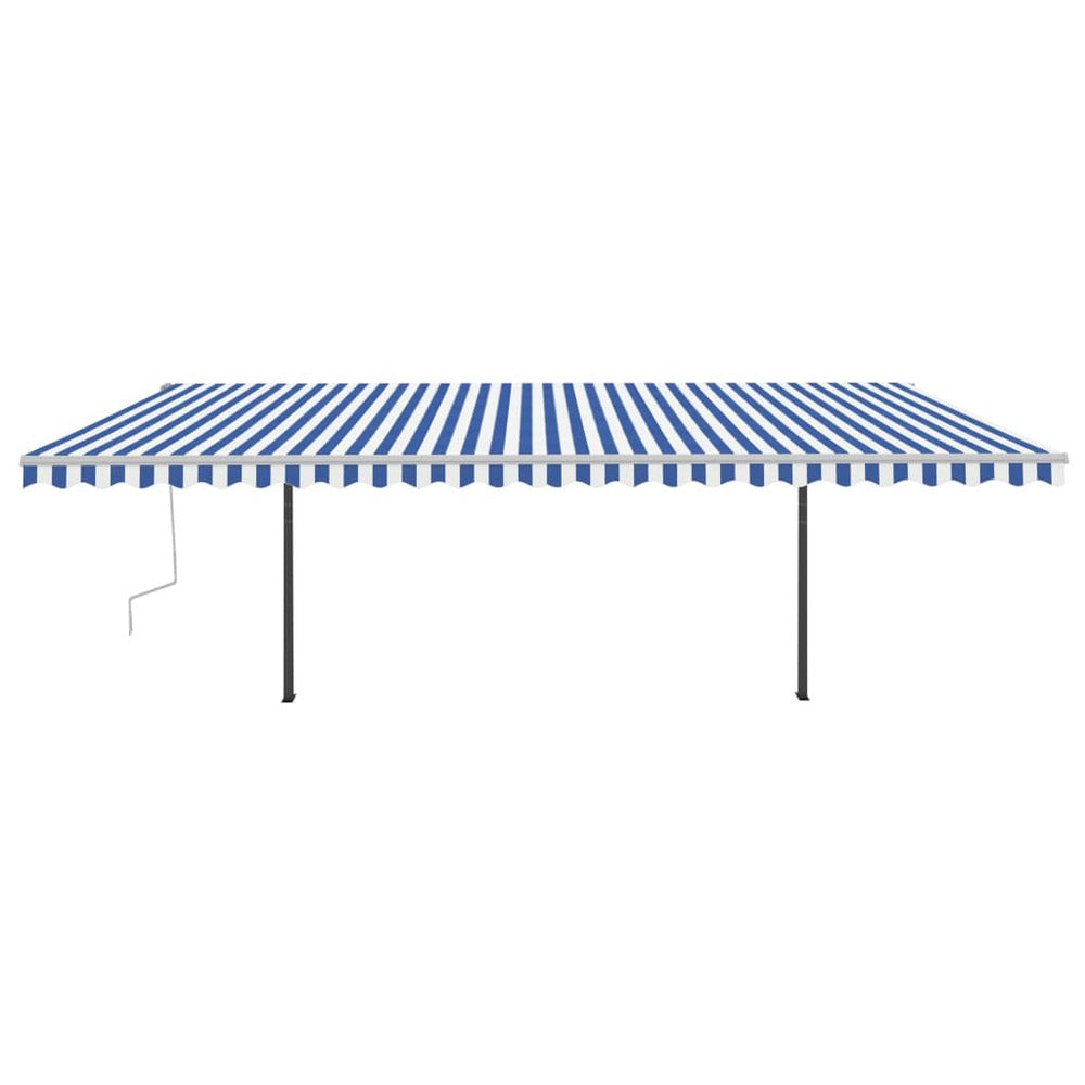 VIDAXL Auvent Automatique Capteur De Vent Et Led 6x3,5 M Bleu Et Blanc