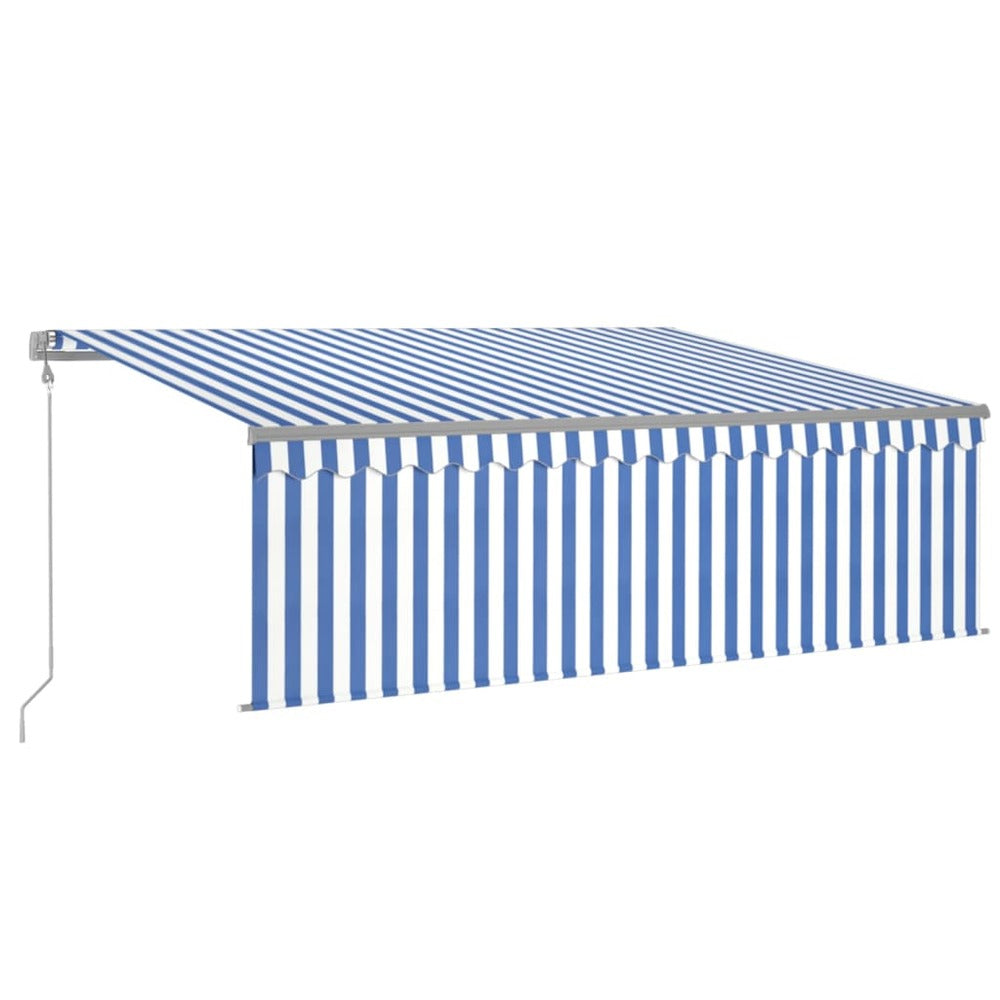 VIDAXL Auvent Automatique Store Capteur De Vent Led 4,5x3 M Bleu Blanc
