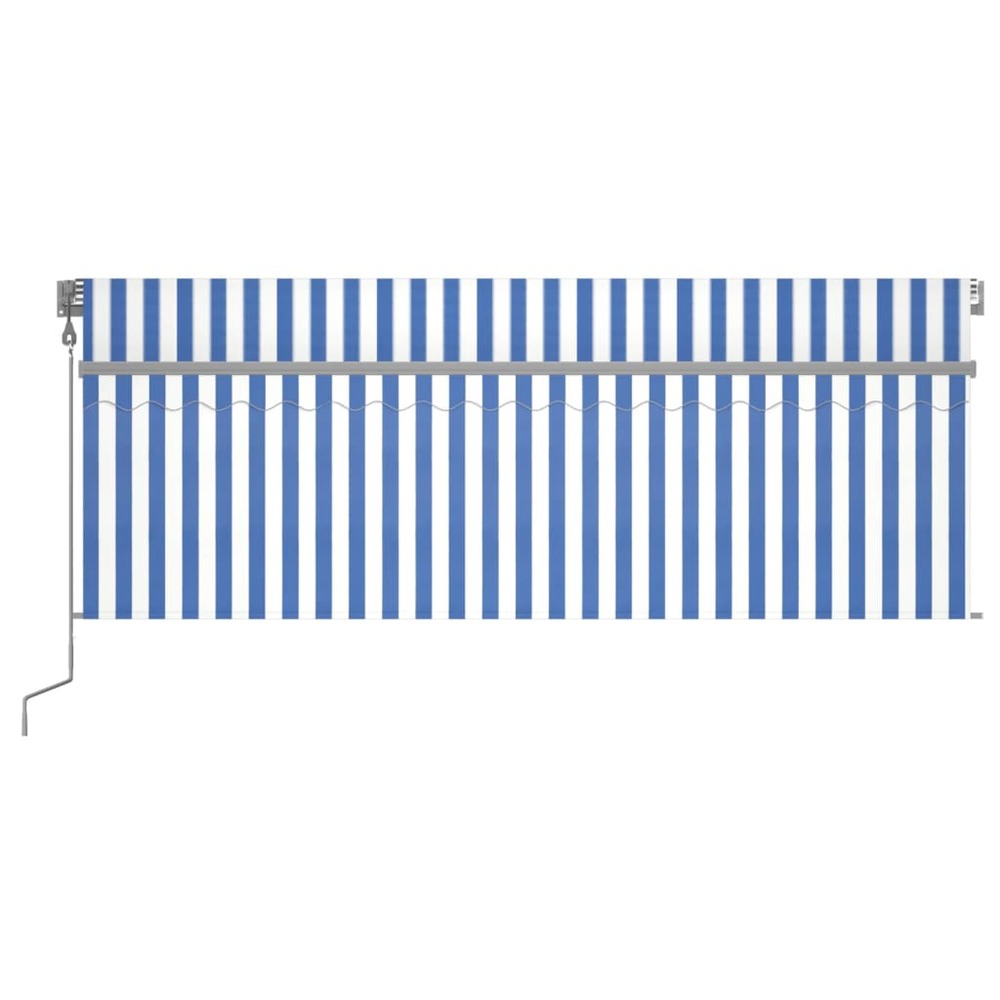 VIDAXL Auvent Automatique Store Capteur De Vent Led 4,5x3 M Bleu Blanc