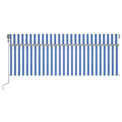 VIDAXL Auvent Automatique Store Capteur De Vent Led 4,5x3 M Bleu Blanc