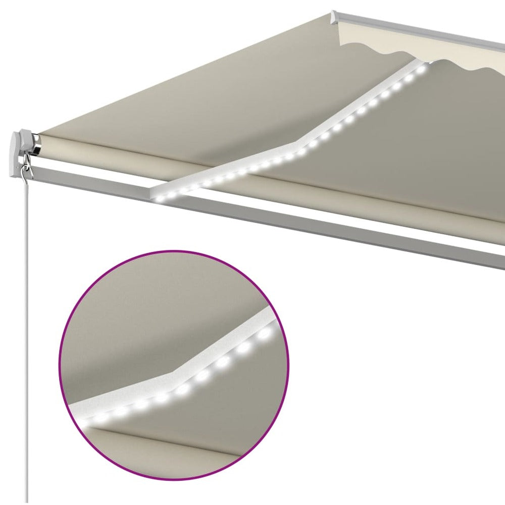 VIDAXL Auvent Automatique Avec Capteur De Vent Et Led 4x3,5 M Crème