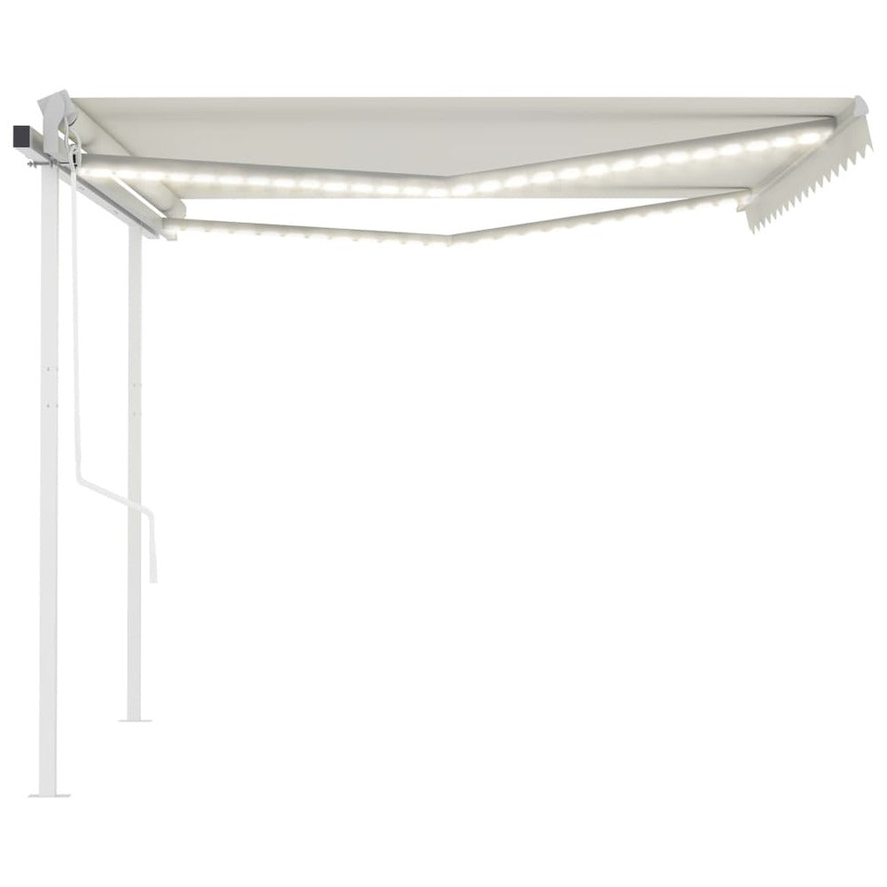 VIDAXL Auvent Automatique Avec Capteur De Vent Et Led 4x3,5 M Crème