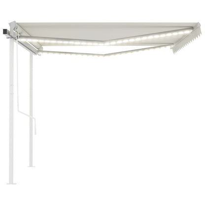 VIDAXL Auvent Automatique Avec Capteur De Vent Et Led 4x3,5 M Crème