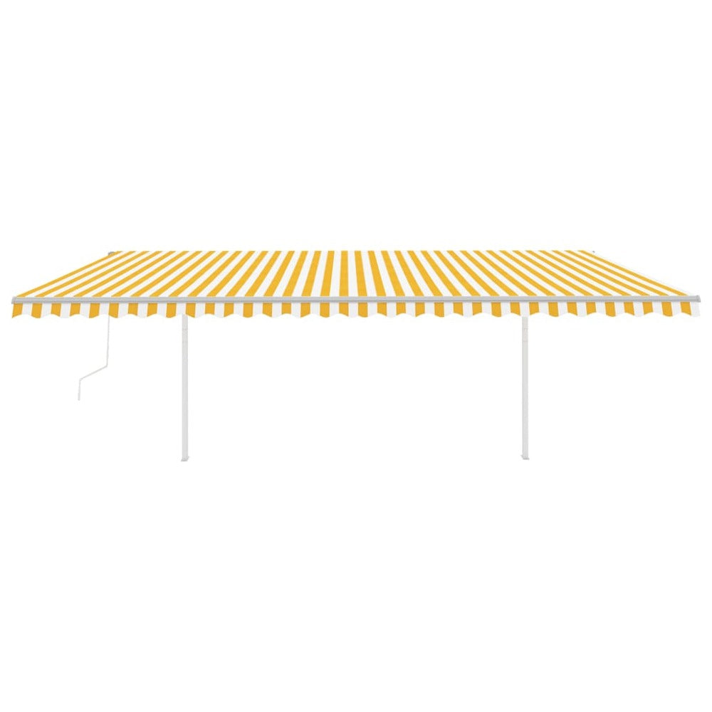 VIDAXL Auvent Automatique Capteur De Vent Et Led 6x3,5m Jaune Et Blanc