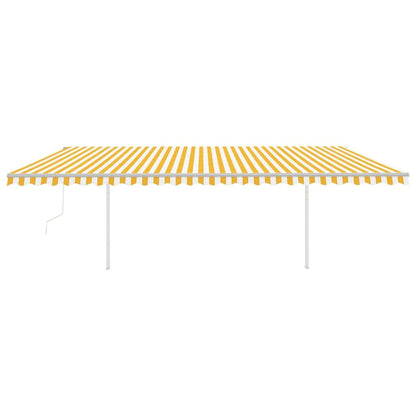 VIDAXL Auvent Automatique Capteur De Vent Et Led 6x3,5m Jaune Et Blanc