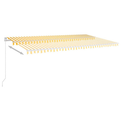 VIDAXL Auvent Automatique Capteur De Vent Et Led 6x3,5m Jaune Et Blanc