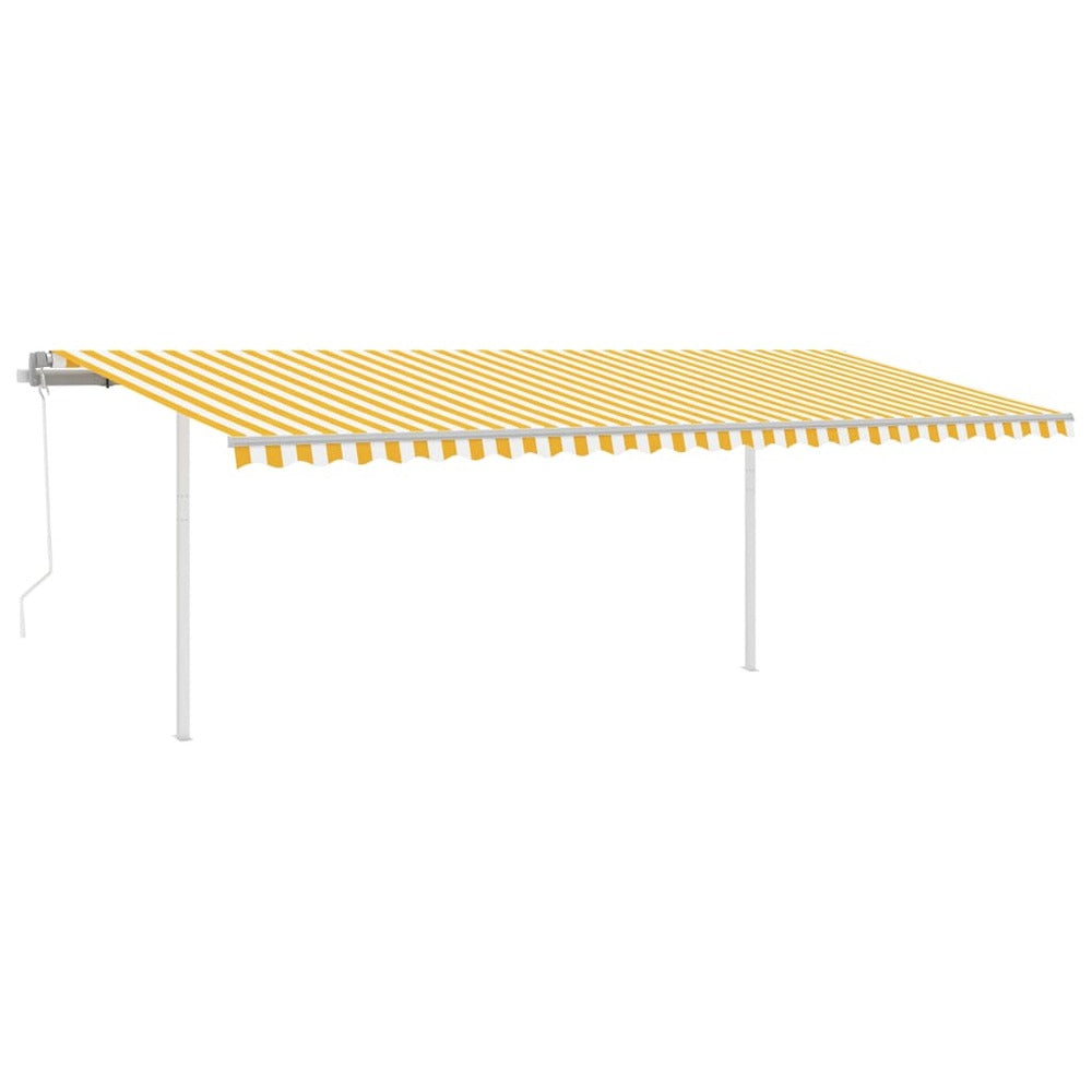 VIDAXL Auvent Automatique Capteur De Vent Et Led 6x3,5m Jaune Et Blanc