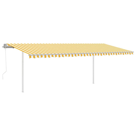 VIDAXL Auvent Automatique Capteur De Vent Et Led 6x3,5m Jaune Et Blanc