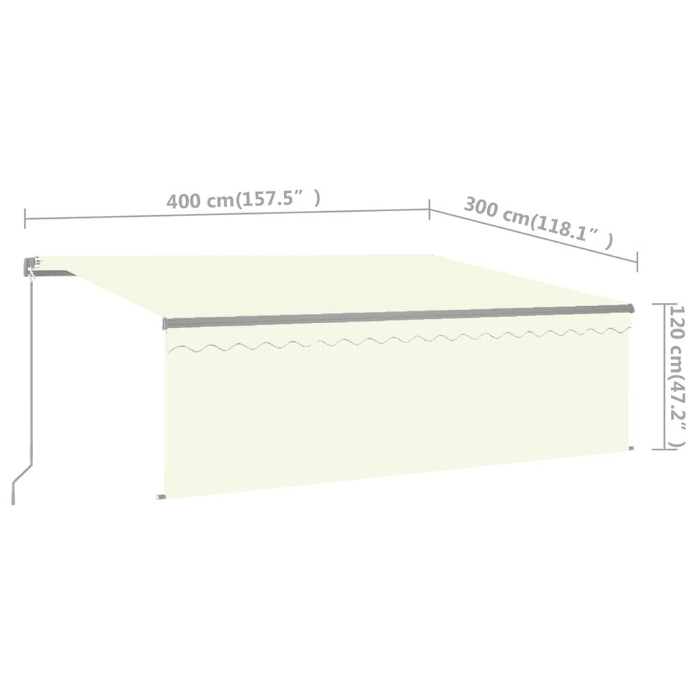 VIDAXL Auvent Manuel Rétractable Avec Store 4x3 M Crème