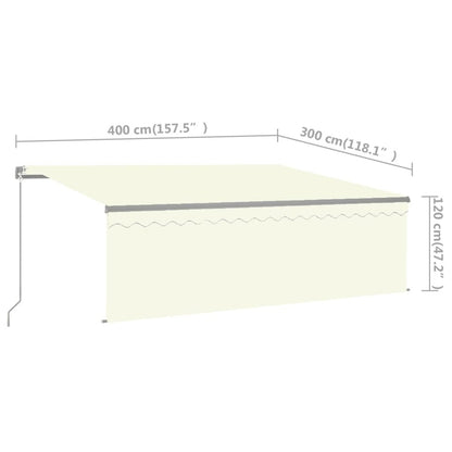 VIDAXL Auvent Manuel Rétractable Avec Store 4x3 M Crème