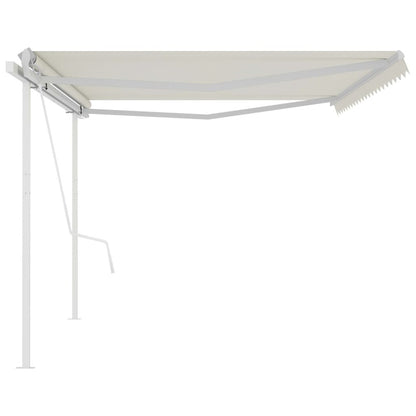 VIDAXL Auvent Automatique Rétractable Poteaux 5x3,5 M Crème
