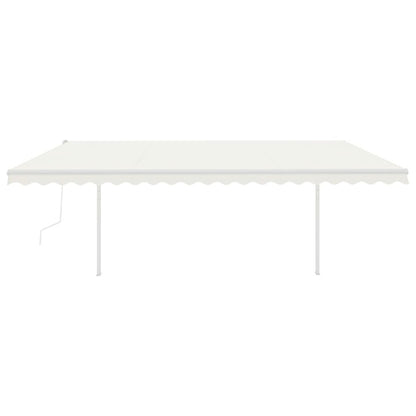 VIDAXL Auvent Automatique Rétractable Poteaux 5x3,5 M Crème
