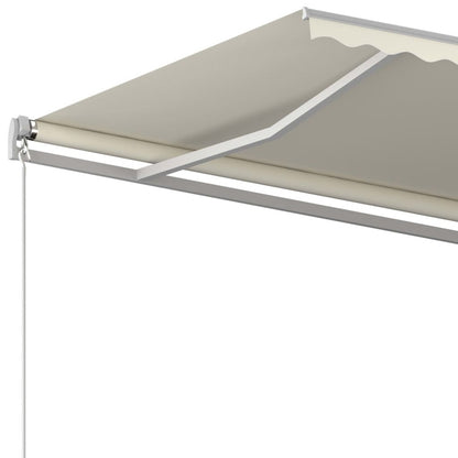 VIDAXL Auvent Automatique Rétractable Poteaux 5x3,5 M Crème