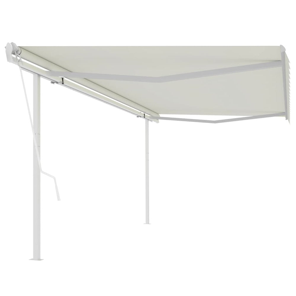 VIDAXL Auvent Automatique Rétractable Poteaux 5x3,5 M Crème