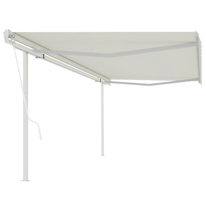 VIDAXL Auvent Automatique Rétractable Poteaux 5x3,5 M Crème