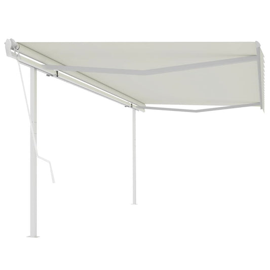 VIDAXL Auvent Automatique Rétractable Poteaux 5x3,5 M Crème