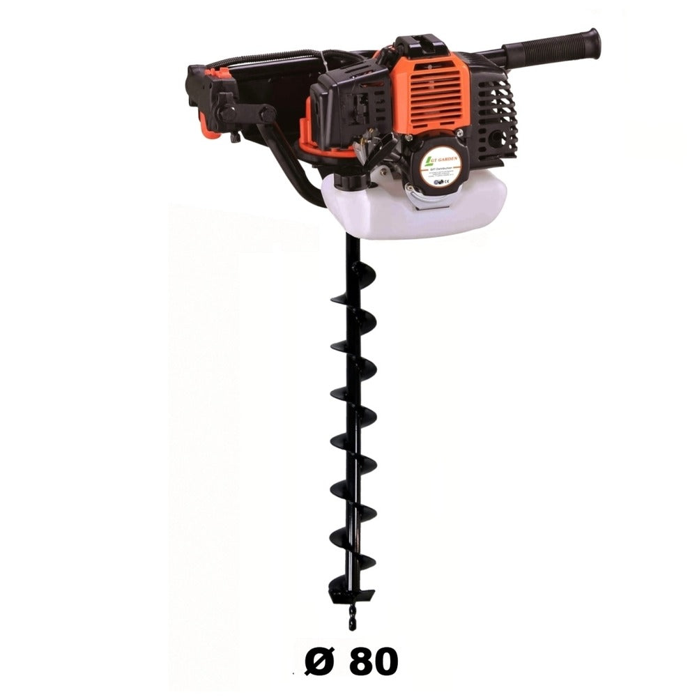  Tarière Thermique 52 Cm3 - 3 Cv + Mèche 80 Mm