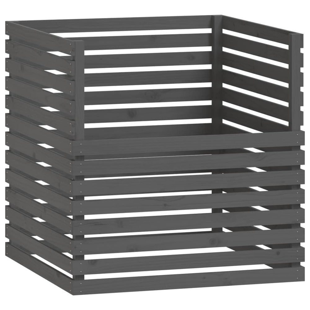 VIDAXL Composteur Gris 100x100x102 Cm Bois Massif De Pin