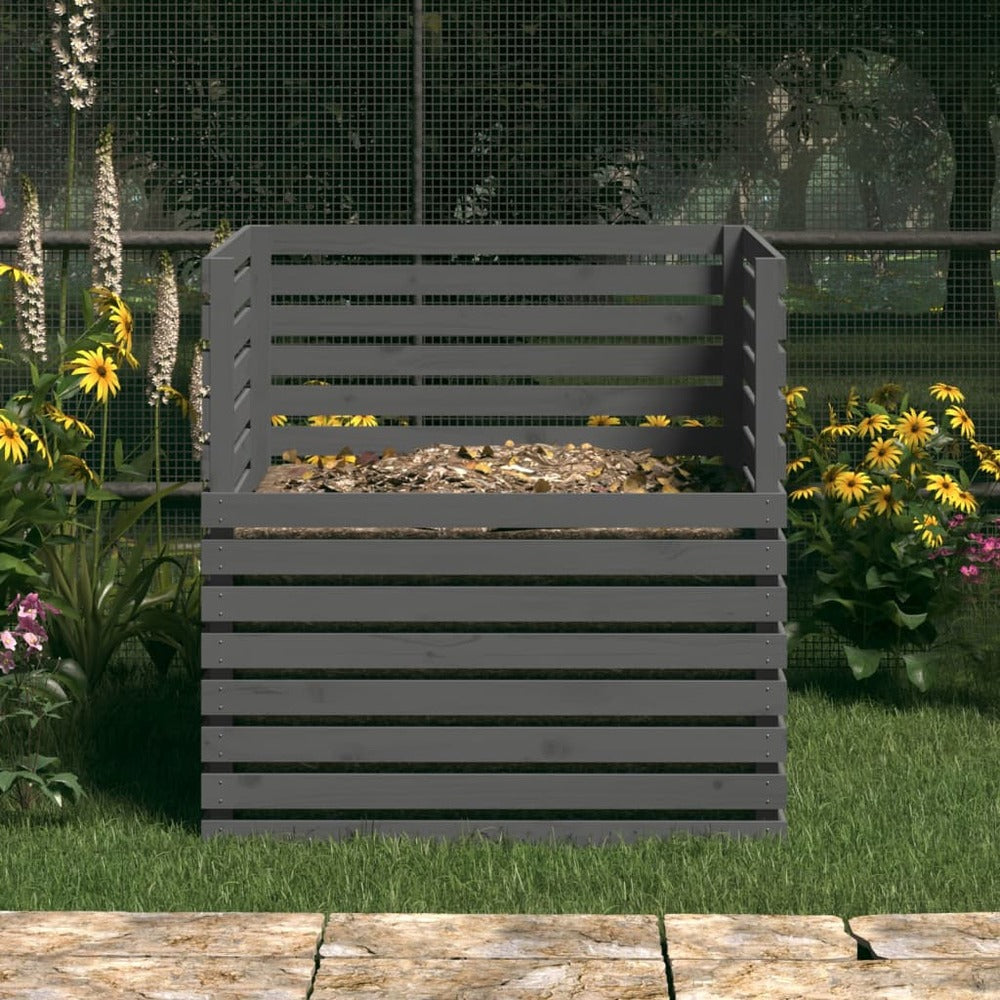VIDAXL Composteur Gris 100x100x102 Cm Bois Massif De Pin