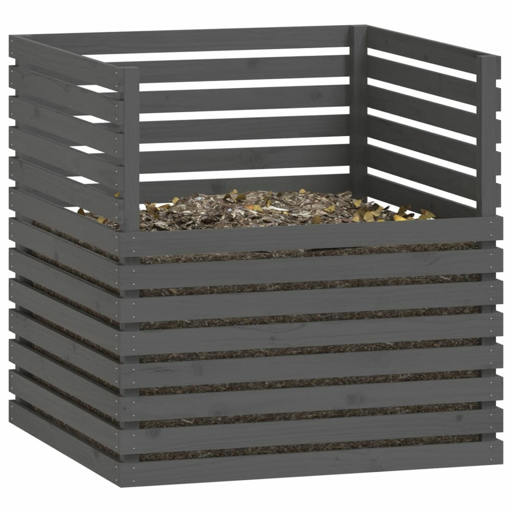 VIDAXL Composteur Gris 100x100x102 Cm Bois Massif De Pin