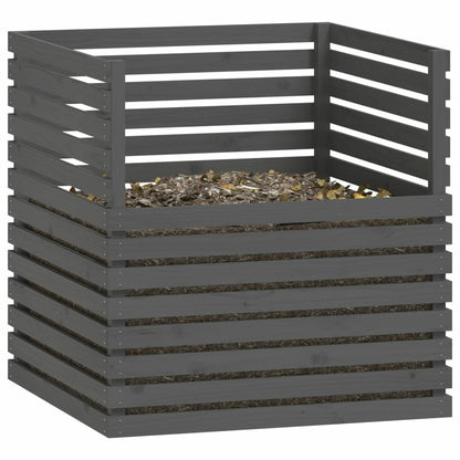 VIDAXL Composteur Gris 100x100x102 Cm Bois Massif De Pin