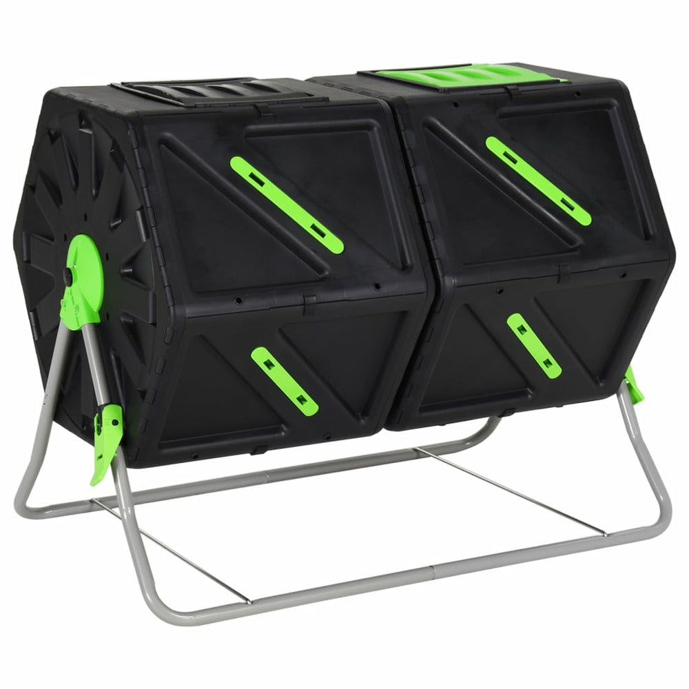 VIDAXL Composteur à Tambour à Double Chambre 88x60x74 Cm 210 L Pp