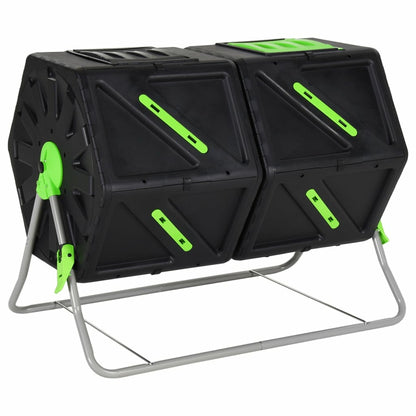VIDAXL Composteur à Tambour à Double Chambre 88x60x74 Cm 210 L Pp