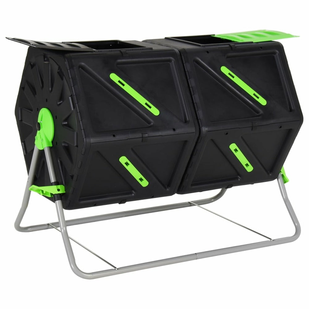 VIDAXL Composteur à Tambour à Double Chambre 88x60x74 Cm 210 L Pp