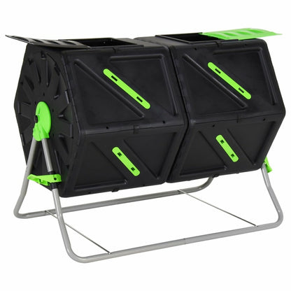 VIDAXL Composteur à Tambour à Double Chambre 88x60x74 Cm 210 L Pp