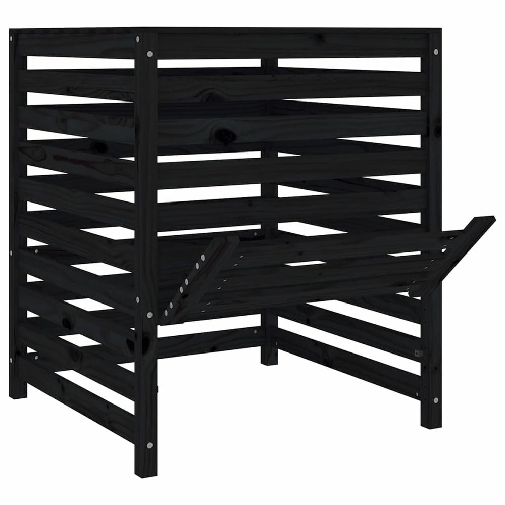 VIDAXL Composteur Noir 82,5x82,5x99,5 Cm Bois Massif De Pin