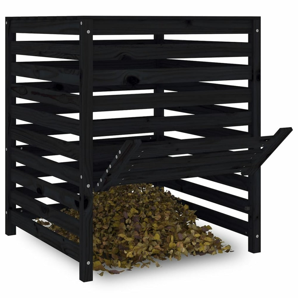 VIDAXL Composteur Noir 82,5x82,5x99,5 Cm Bois Massif De Pin