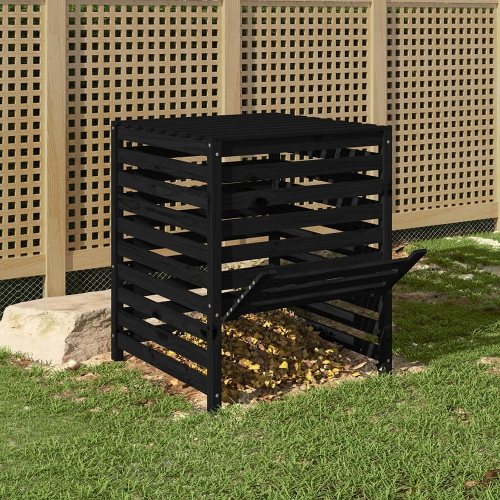 VIDAXL Composteur Noir 82,5x82,5x99,5 Cm Bois Massif De Pin